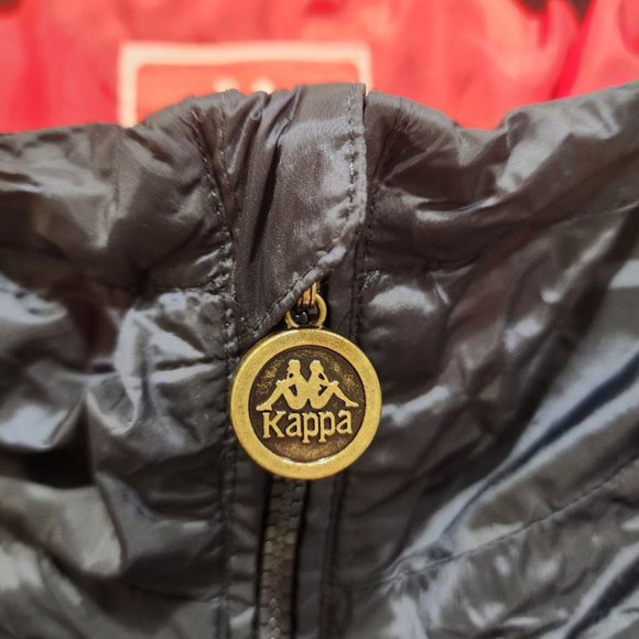 Kappa Windbreaker Jacket Men's Sz L Black Red Hooded Lightweight Retro - Picture 7 of 15